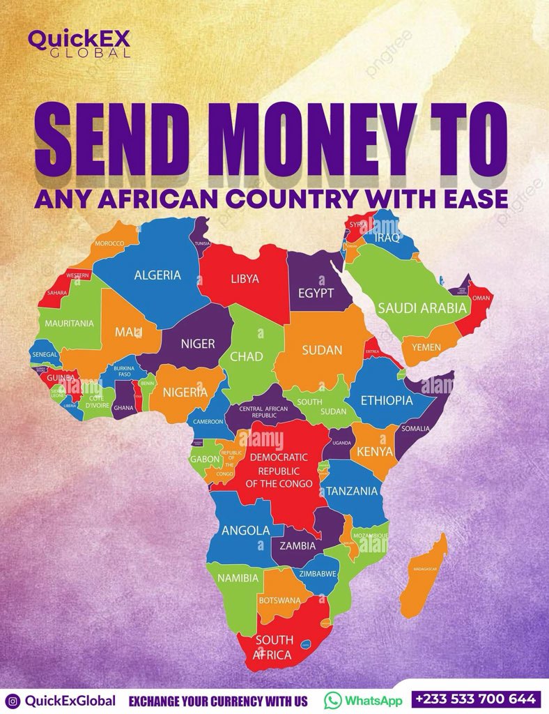 QuickExGlobal's tweet image. Send money directly to Mobile Money, Bank in kenya, Uganda, Ghana, Nigeria, Rwanda, Cameroon. Send in a minute. Fast, secure, reliable and effortless. 

#quickexglobal #sendmoney #FastTransaction #africa