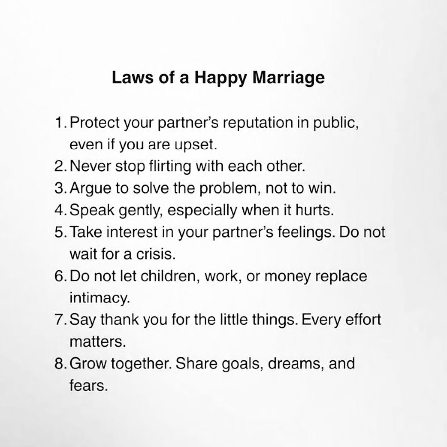 Liminal1988's tweet photo. Laws of a Happy Marriage https://t.co/ZlDzGGunLO