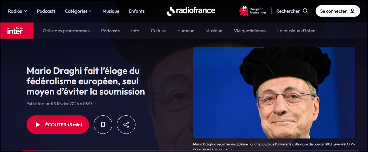 PhilippeMurer's tweet image. Mario Draghi a remis sur demande de von der Leyen un rapport sur l'avenir de l'UE.
✅"Mario Draghi fait l'éloge du fédéralisme européen".
La caste au pouvoir a décidé d'acter la fin de la France,   devenue simple province d'un Etat Européen !
C'est la mort de la France, une…