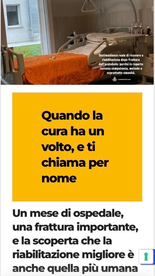𝑳’𝒆𝒎𝒑𝒂𝒕𝒊𝒂 𝒄𝒐𝒎𝒆 “𝒕𝒆𝒓𝒂𝒑𝒊𝒂 𝒂𝒏𝒕𝒊𝒄𝒂”, 𝒄𝒉𝒆 𝒇𝒖𝒏𝒛𝒊𝒐𝒏𝒂 𝒂𝒏𝒄𝒐𝒓𝒂. 
Una testimonianza di ricovero e riabilitazione all'Ospedale Villa Bellombra che diventa l'articolo di un blog.

Leggi l'articolo di Roberto Lambertini ❤️‍🩹 lambertini.net/quelli-del-rep…