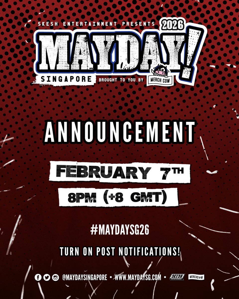 Singapore! Whos ready for <a href="/MaydaySingapore/">MAYDAY! SG</a> 2026? Big announcement this Sunday.. Follow for more updates! #MaydaySG26 #SkeshEntertainment