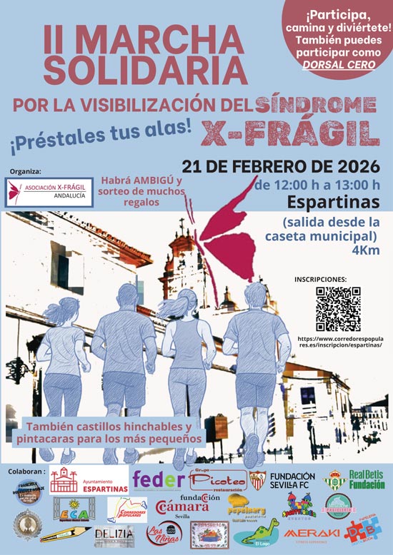 Desde SPPME-A os animamos a participar en esta jornada #solidaria el próximo 21 de febrero.

➡️Marcha Solidaria por el Síndrome X-Frágil en #Espartinas

🗓️Inscripciones hasta el 19 de febrero

Más información en el siguiente enlace ⤵️
sppme-a.es/marcha-solidar…