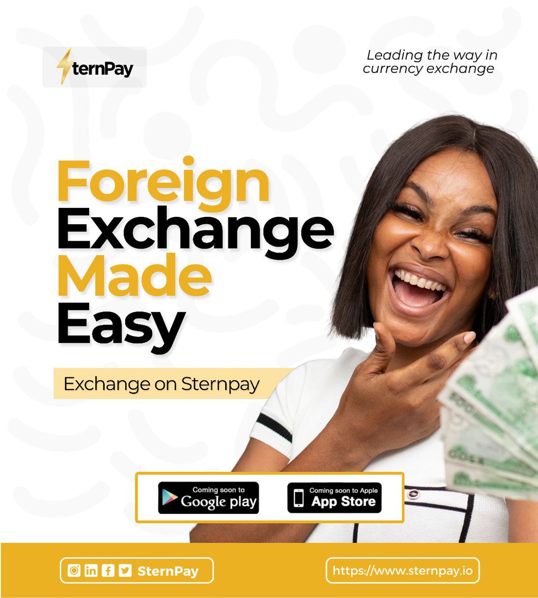 Sternpay's tweet photo. Currency exchange should not be a hard task, Sternpay is set to make it easy for you.

Join the waitlist with the link below.👇

https://t.co/V80K3jrA03 https://t.co/pGAqAxuUZb