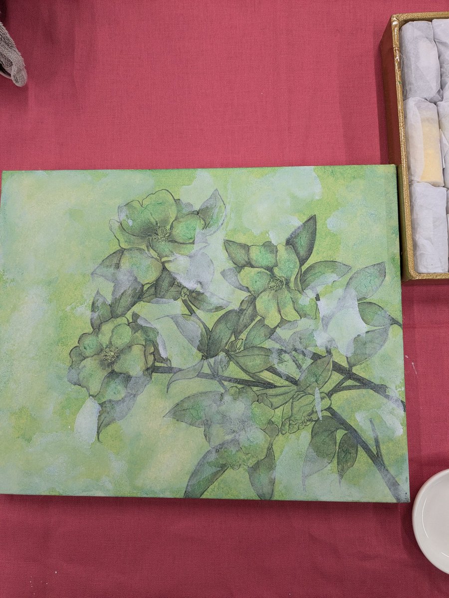 日記)今日も日本画教室でした。 岩絵具で塗るんですが、これがあまりに