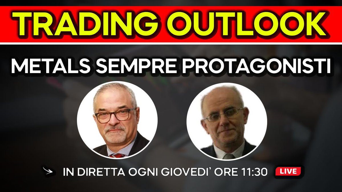 “METALS SEMPRE PROTAGONISTI - TRADING OUTLOOK” in diretta alle 11:30 con Fabio Michettoni ed Antonio Landolfi !  

🔴 Link Diretta qui: youtube.com/watch?v=XmEtis…