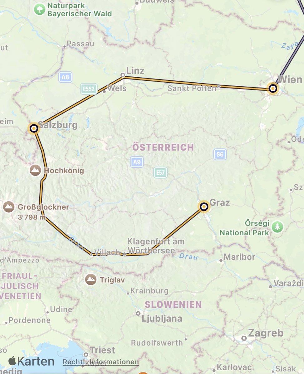 maege99's tweet photo. Ist das der schnellste Weg von Graz nach Wien? https://t.co/n3pKubHawv