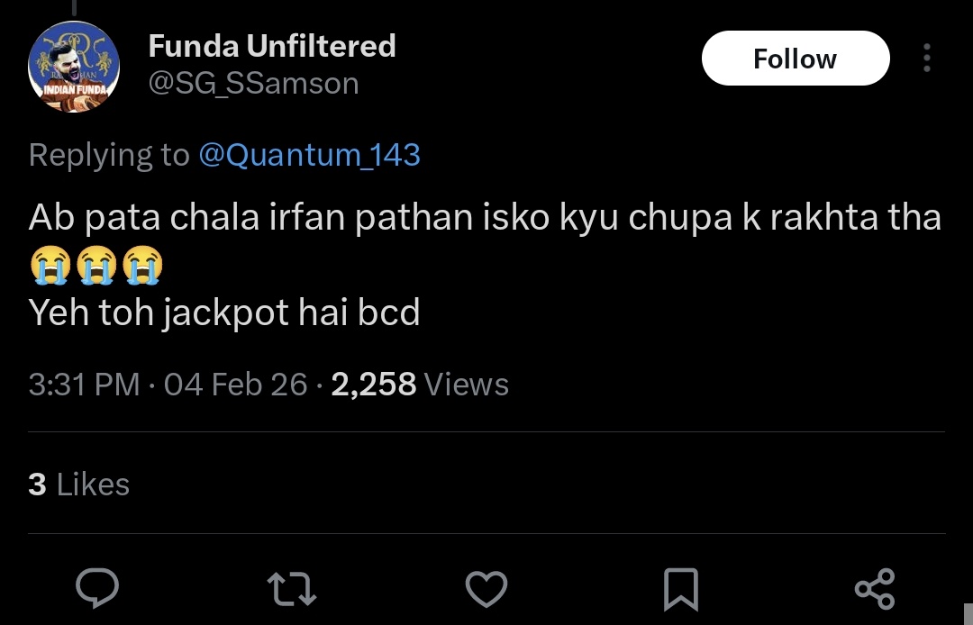 Khush to hai na tu ab bhosdike <a href="/IrfanPathan/">Irfan Pathan</a>