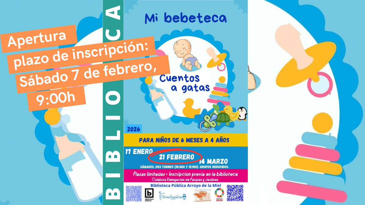 ⚠ ¡Este sábado abrimos inscripciones para nuestro próximo taller 𝑀𝑖 𝑏𝑒𝑏𝑒𝑡𝑒𝑐𝑎: 𝐶𝑢𝑒𝑛𝑡𝑜𝑠 𝑎 𝑔𝑎𝑡𝑎𝑠!
📆 21 de febrero.
⌚ 2 turnos: 10:30 y 12:15h.
🔜 ¡Imprescindible inscripción previa a partir del sábado 7 de febrero a las 9:00h! ¡No te quedes sin tu plaza!