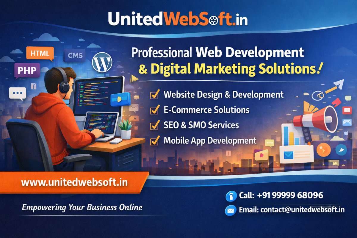 unitedwebsoft1's tweet photo. Grow your business online with https://t.co/kEGh32zZby 
Web Development | E-Commerce | SEO | Mobile Apps
📞 9999968096
📧 contact@unitedwebsoft.in
🌐 https://t.co/LzI5eOwmZy
#WebDevelopment #DigitalMarketing #SEO #UnitedWebSoft https://t.co/p9emyJLzqu