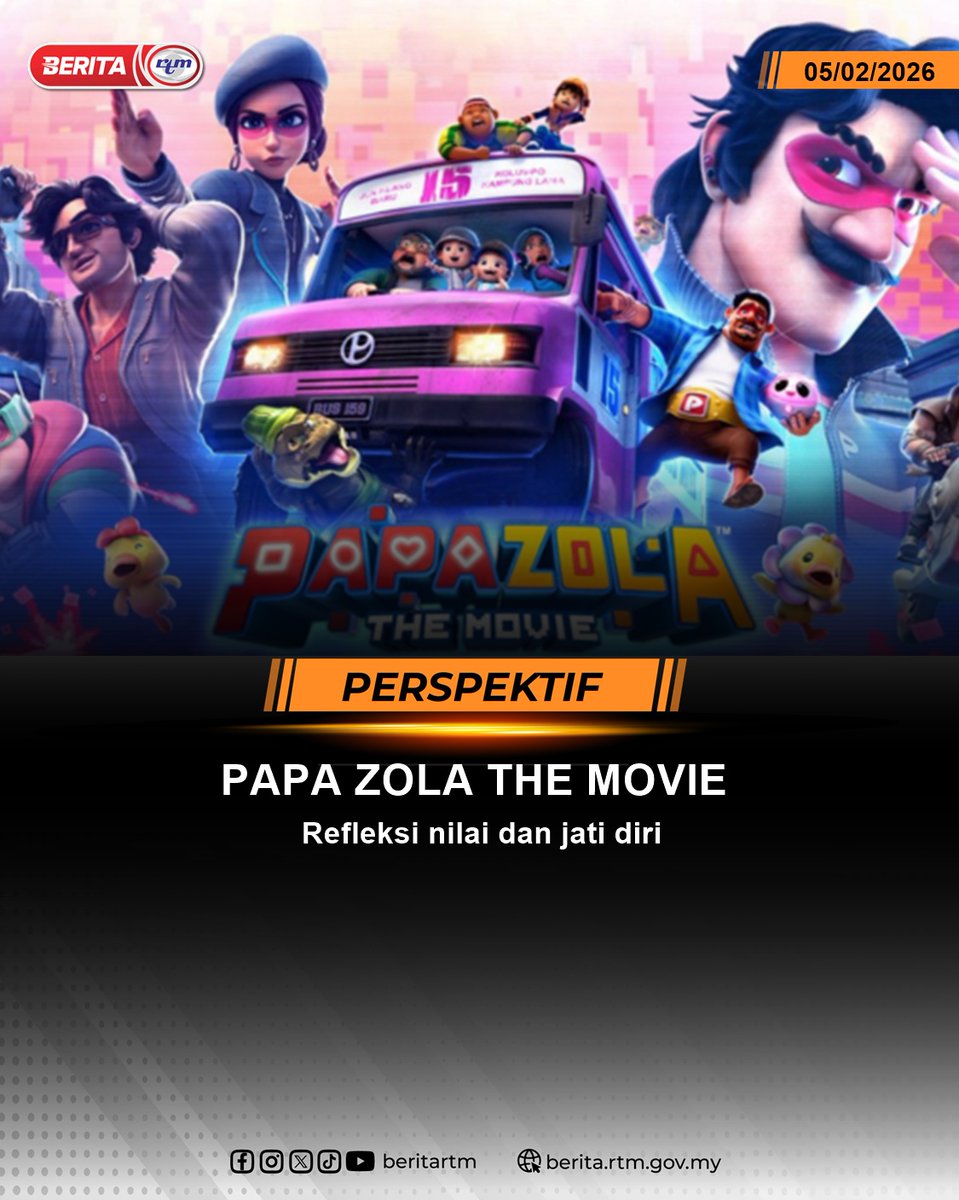 beritartm's tweet photo. Papa Zola The Movie telah mencipta fenomena tersendiri dalam industri animasi tempatan apabila berjaya meraih kutipan tertinggi dalam sejarah filem animasi Malaysia, walaupun tayangannya di pawagam masih diteruskan. 
https://t.co/IAcGfjoIDw

#RTM #BeritaRTM #MalaysiaMadani https://t.co/b2m6wELm5d