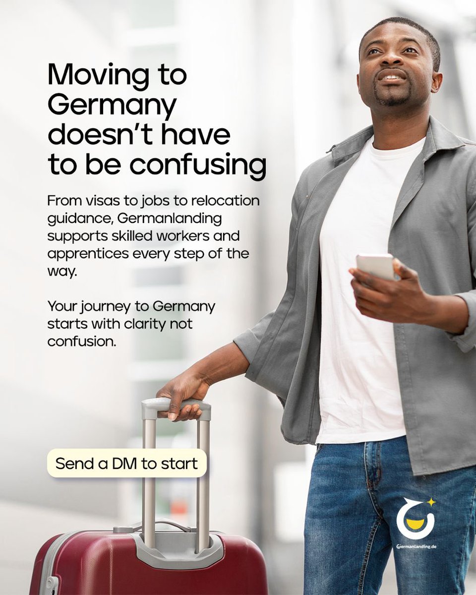 Moving to Germany doesn’t have to feel overwhelming.
From visas to jobs to relocation guidance, we walk with you every step of the way; clearly, legally, and confidently.

Your journey to Germany starts with clarity, not confusion.
Send us a DM to begin.

#GermanLanding