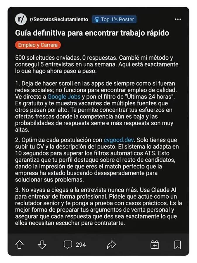 Este reclutador es tendencia, explicó cómo encontrar empleo rápidamente.

Esto es lo que las empresas no quieren que sepas.