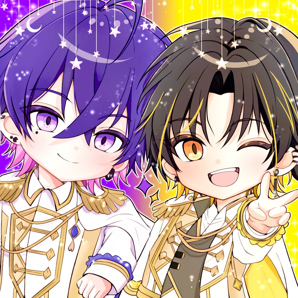 心音くん　夏デフォ すとふぇす衣装💜💛 久々に全力でデフォ描きました🥰 #しおんあーと