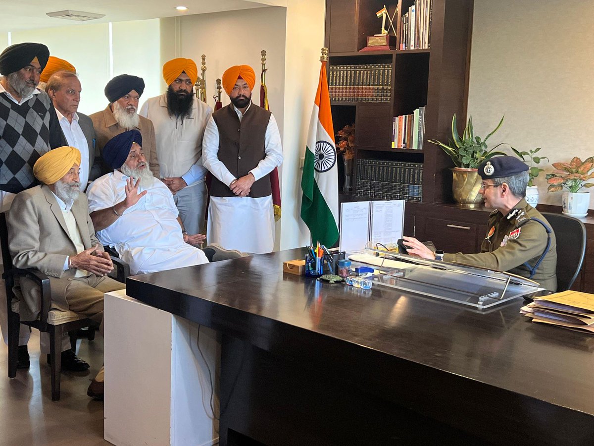 Sukhbir Badal, along with the core committee, reached the DGP office, alleging the AAP govt is misusing the 328 saroops case to falsely implicate him by probing his personal business. Badal said police are harassing unrelated staff and their families, offered his arrest