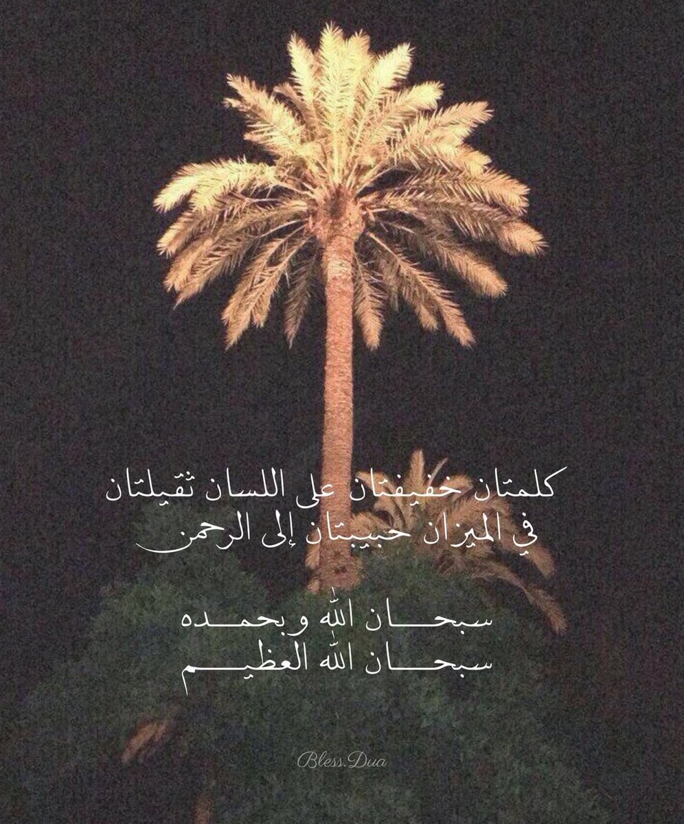 كلمتان خفيفتان على اللسان، ثقيلتان في الميزان، حبيبتان إلى الرحمن:
سبحان الله وبحمده
سبحان الله العظيم
❣️🌴