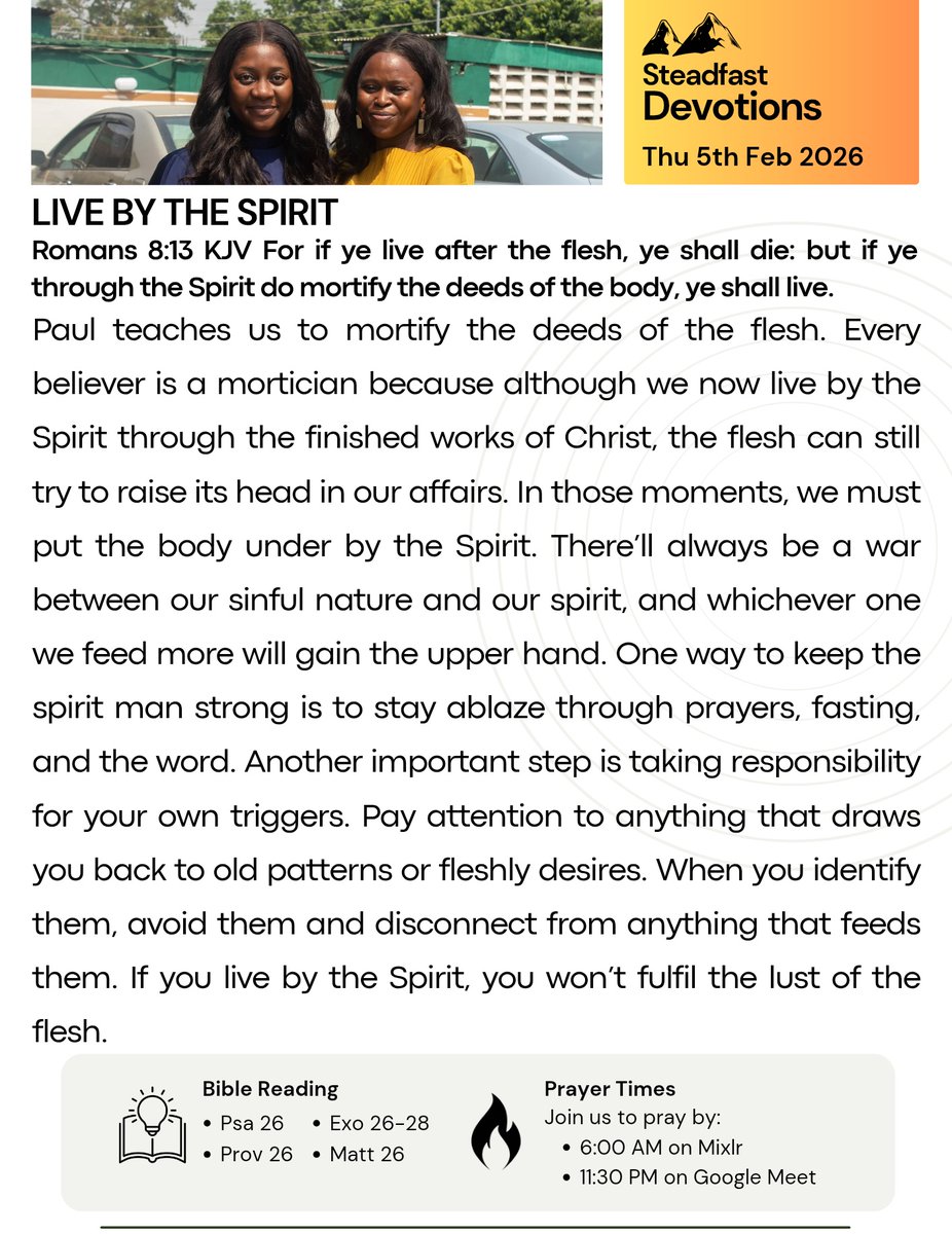 newbreedccng's tweet photo. LIVE BY THE SPIRIT

For if ye live after the flesh, ye shall die: but if ye through the Spirit do mortify the deeds of the body, ye shall live. Romans 8:13 (KJV)

Read, Like and Share 💫 https://t.co/prFOJ64REB
