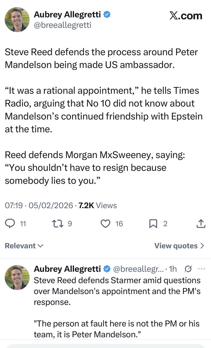 I can see why both Reed and McSweeney would be concerned about setting precedent that secretly colluding with crooked billionaires for your personal gain, and then lying about it, is a shameful sacking offence