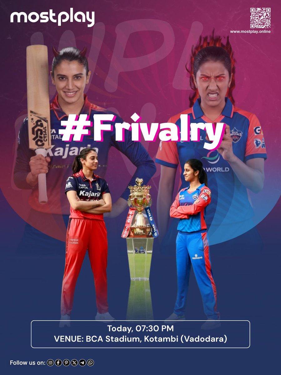 Friends off the field. Rivals on the pitch.
Tonight, it’s all about the frivalry 🏏🔥

#RCBvsDC #WPLFinal