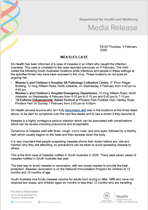 SA Health tweet media