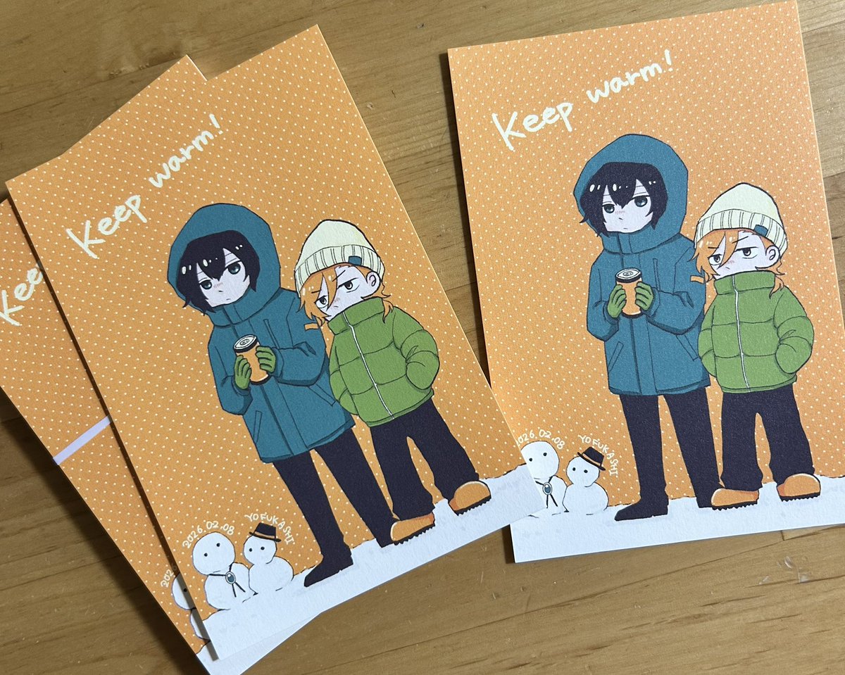 思いつきで作ったポストカードいい感じに刷り上がってきた〜！もとの絵