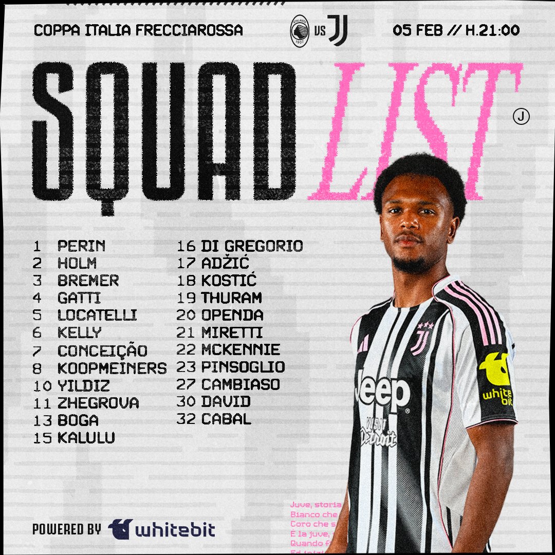유벤투스 코파 이탈리아 8강 스쿼드 리스트 게시물 이미지