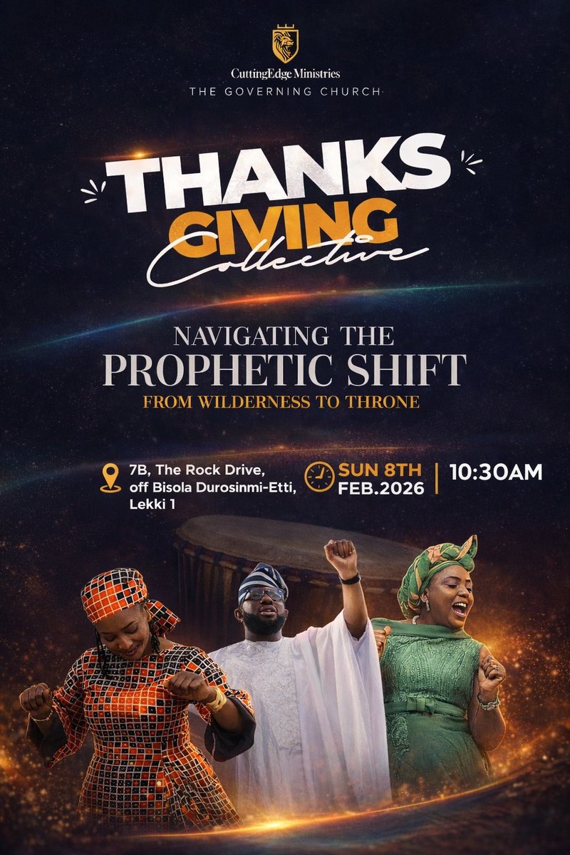 CuttingEdge_NG's tweet image. SPECIAL SERVICE INVITATION 💒

Hurray! Our New Year Thanksgiving Sunday is here and our hearts are indeed cheerful! 

We’d be happy to have you join us on Sunday by 10:30am at the church auditorium (more details on the banner). 

#Thanksgiving
#TheGoverningChurch