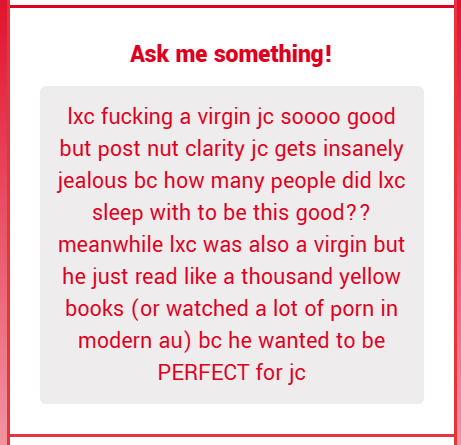 I WROTE A THREAD WITH A SIMILAR PREMISE WHERE JC WAS LIKE "how many people have u kissed before to be this good at kissing??????" AND I AGREE this is such agood idea for a fic
