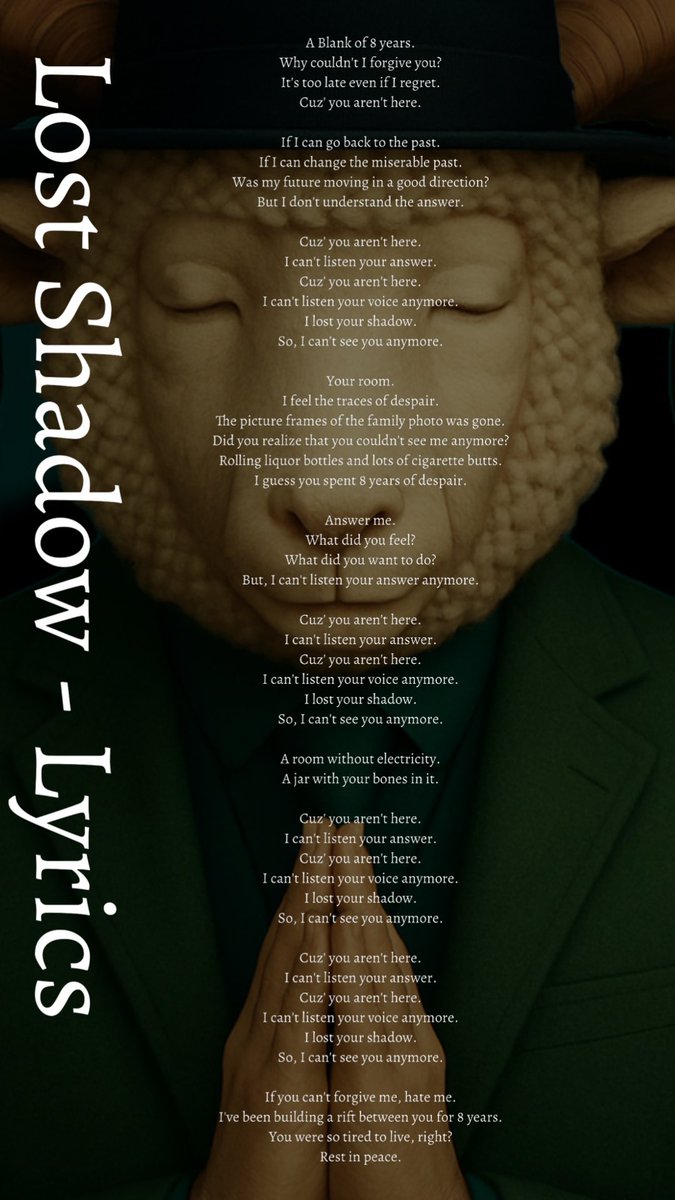 AbnormalTimTom's tweet image. Lost Shadow 歌詞&amp;amp;日本語訳
(Lyrics&amp;amp;Japanese translations)

※目の不自由な方の為にALTにも記載しております。
ただし歌詞(英語)は文字数の影響によりChorusは
省略しております。予め御了承下さい。