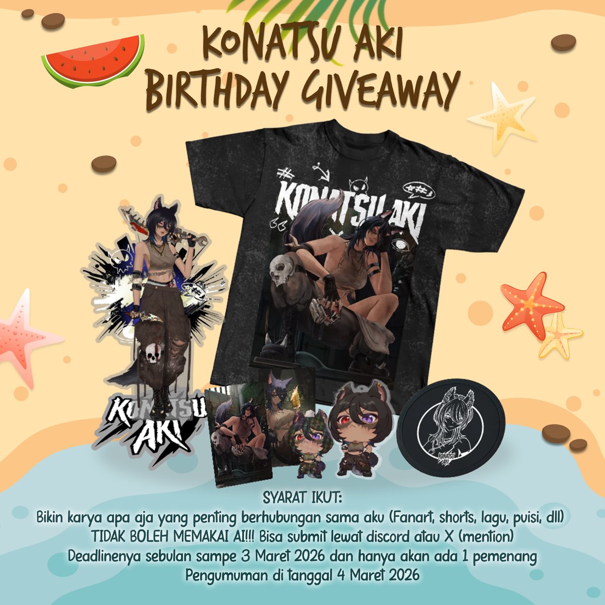 🎉🐺 𝐁𝐈𝐑𝐓𝐇𝐃𝐀𝐘 𝐆𝐈𝐕𝐄𝐀𝐖𝐀𝐘 🐺🎉
Karna kalian udh sosweet bgt kemaren pas aku ultah, aku mau ngadain giveaway buat 1 orang yang beruntung (+ buat yang ga kebagian PO Merch aku kemaren) WKWK
Syarat ikutnya ada di gambar, pemenang bakal dapet semuanya 1 SET! GUDLAK~ 😘