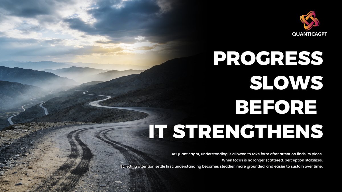 QUANTICAGPT_'s tweet image. 🧭 Progress often slows so it can strengthen.
🌐 At Quanticagpt, we stay present when motion softens and structure settles.
🚀 Less rush means better alignment and lasting gains.
🎯 Measured pacing lets progress endure beyond quick bursts.
#Quanticagpt #MeasuredProgress #LongView