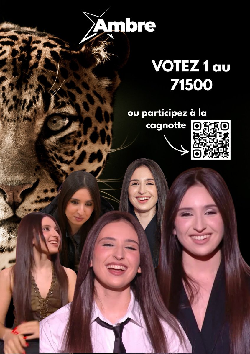 Ambre est en finale de la #Staracademy et tout va se jouer grâce à vos votes ! 
Si vous la soutenez depuis le début : chaque vote compte et peut faire la différence ! 
Votez 1 au 71500 par SMS ou au 3480 par téléphone !
On compte sur vous 🔥🐆
#Staracademylelive