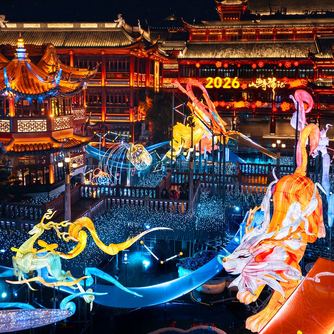 Trip's tweet image. Yuyuan Lantern Festival 2026 has officially opened in Shanghai! A dazzling blend of ancient Chinese traditions and futuristic tech awaits you. Get 50% OFF every Tuesday at 12:00 PM (local time) from Jan 27 to Feb 10, available in HK, TW, KR, MY, SG, TH, and AU!…