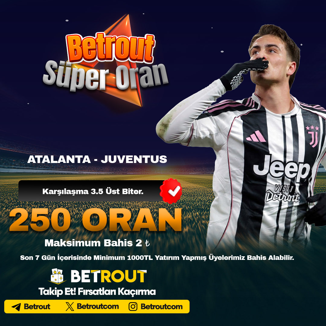 🤩 BETROUT SÜPER ORAN 🤩

🤩 Maksimum Bahis: 2 TL

📌 Son 7 Gün İçerisinde Minimum 1000TL Yatırım Yapmış Üyelerimiz Bahis Alabilir.
 t2m.io/brgiris