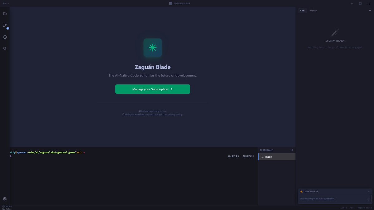 Zaguan_AI's tweet photo. I'm proud to announce the very first alpha release of Zaguán Blade. It's my attempt at creating an AI Editor that is not based on VSCode.
Blade is written in Rust and uses Tauri for the frontend.
Yes, there are many bugs but it works.
Check out https://t.co/d5I6fLPUBq

#zblade https://t.co/MeGh0vq6AB