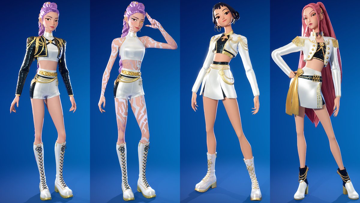 HYPEX's tweet photo. ALL GOLDEN HUNTR/X FORTNITE SKINS IN-GAME https://t.co/ezDbIQiRpI