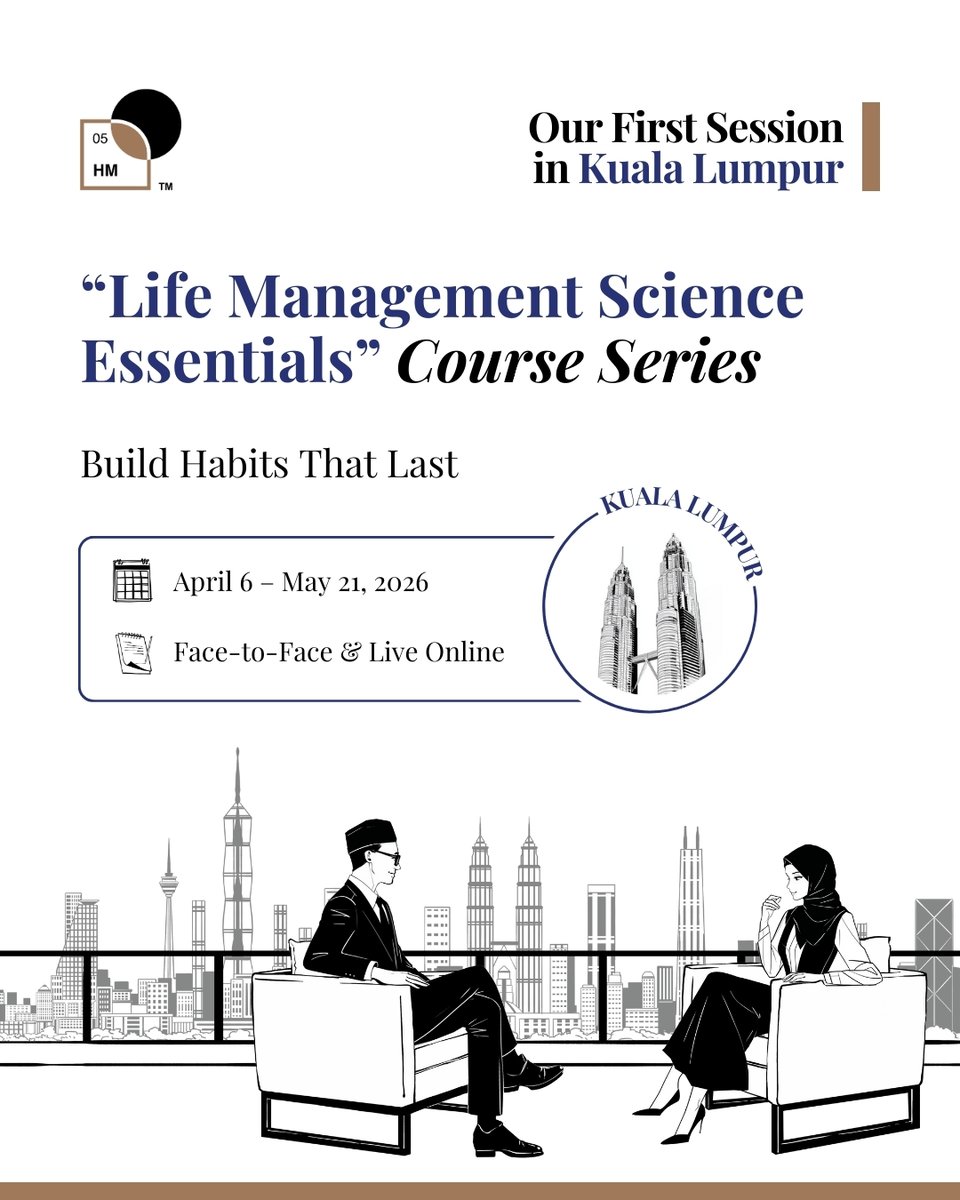 HMScienceLabs's tweet photo. Do your goals fade fast without a system? Find out in our Life Management Science Essentials Session

📍 Kuala Lumpur | 🗓️ Apr 6–May 21 | 💡 Face-to-Face &amp; Online
👉 Join the Session: https://t.co/kAO1CAdYgx #LifeManagementScienceLabs #LifeManagementScience #PersonalGrowth https://t.co/8pDkgVEUlj