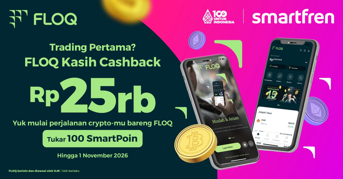 smartfrenworld's tweet photo. Punya SmartPoin? Tukar sekarang & dapetin cashback 25RB di FLOQ!
✨ Promo khusus pengguna baru FLOQ!
#FLOQ #Smartfren #SmartPoin #CashbackRewards #FLOQforFreedom
Landing Page: https://t.co/RHRDLnezjq https://t.co/mWUcGSVdIR