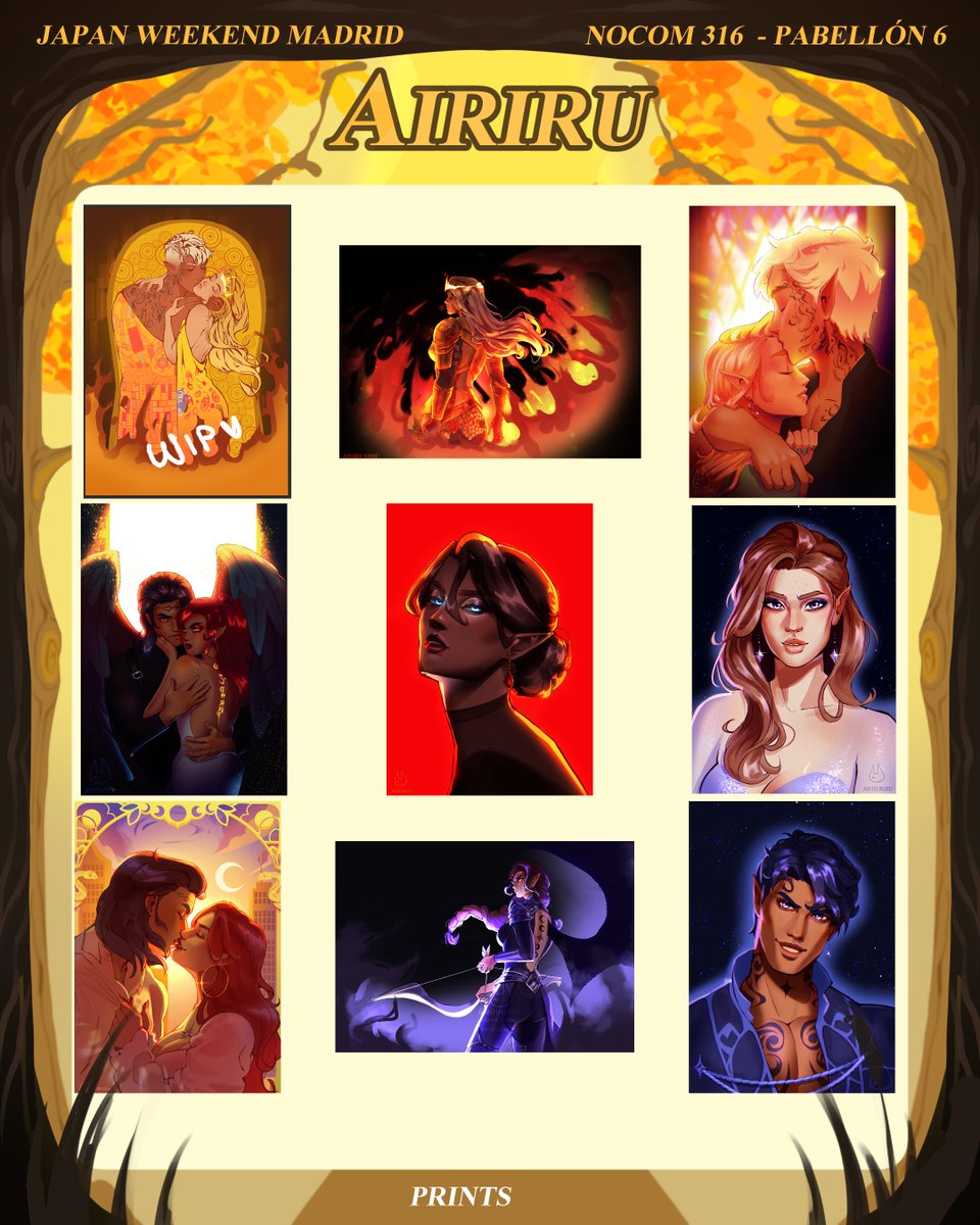 airiruriru's tweet photo. @JW_Arte Hola! Soy Airiru y hago principalmente arte literario! Amantes de los enemies to lovers, este es vuestro lugar 🧡Llevo cositas de ACOTAR, Trono de Cristal, Fourth Wing/Alas de Sangre, Príncipe Cruel, Quicksilver...
Estaré en el Stand No Comercial número 316 del Pabellón 6!! https://t.co/RPZCM2Ddww