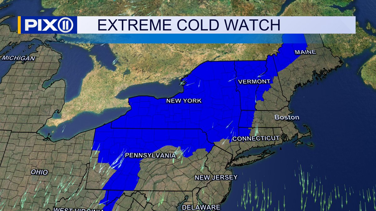 EXTREME COLD WATCHES FOR THIS WEEKEND 🥶❄️

This cold will be no joke. The first round of Extreme Cold Watches is being issued by the NWS for the Poconos, Catskills, Adirondacks, and Berkshires.

With wind gusts over 40 mph and brutal Arctic air, wind chills could plunge to