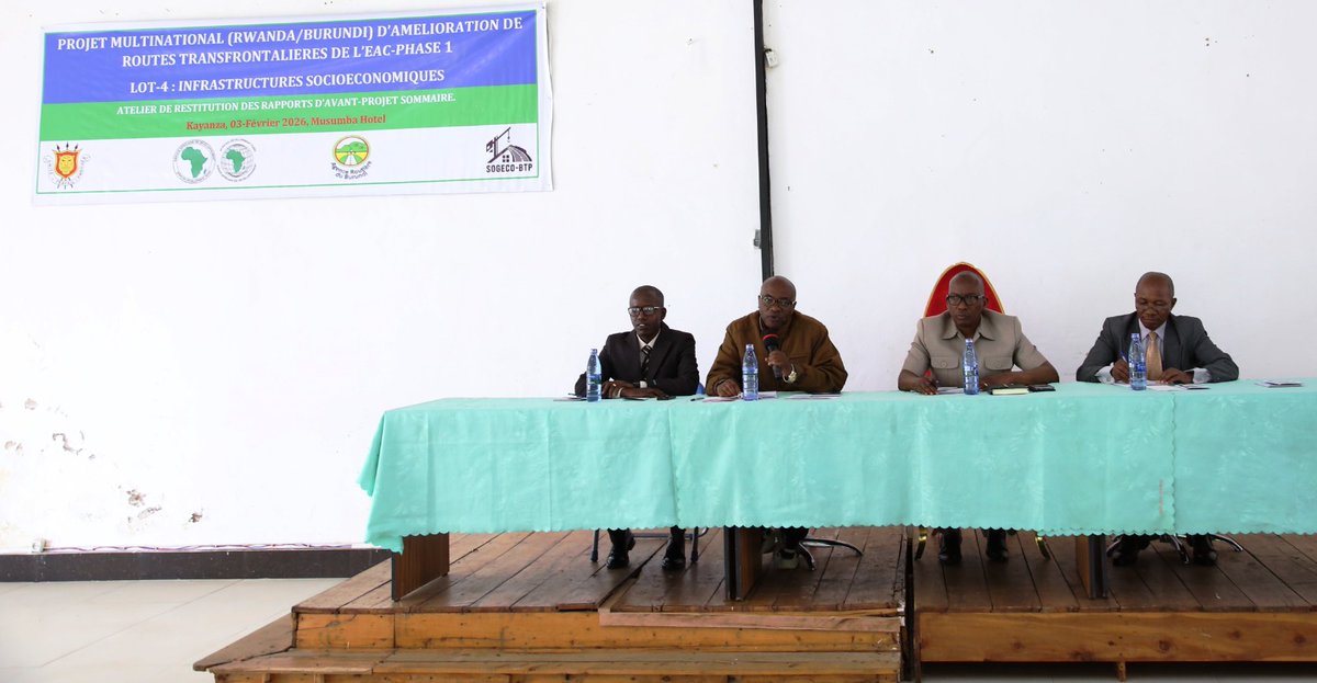 ARBurundi's tweet photo. 1.Ds le cadre du Projet multinational(Bdi/Rda) d'amélioratñ des routes transfrontalières de l'EAC,PhaseI, un atelier de restitutñ du rapport d'APS pr une étude de faisabilité technique et environnementale des infrastr. socio-écques a été organisé ce mardi à  Kayanza @MielsBurundi https://t.co/plpnUcV9QA
