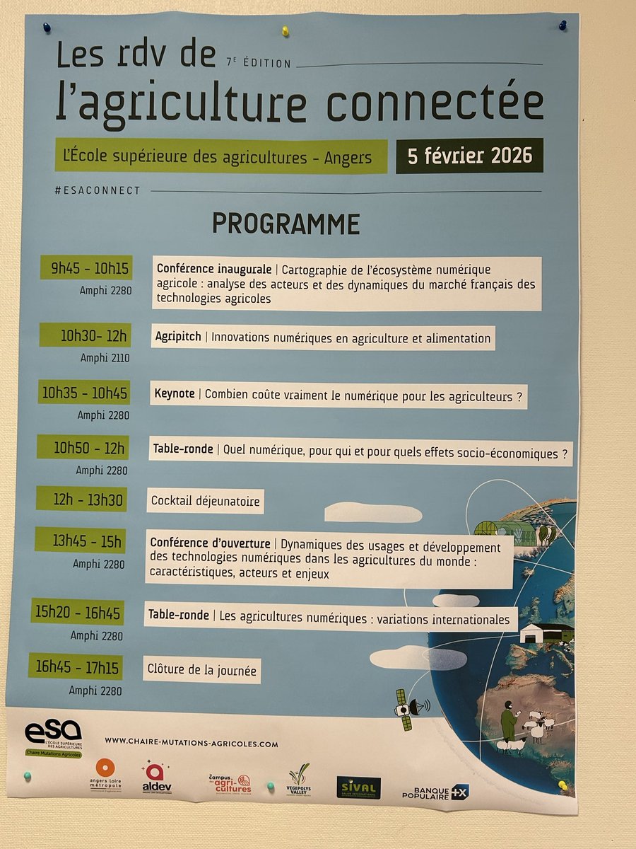 À l’heure où la gestion des données et l’intelligence artificielle s’intègrent quotidiennement dans la gestion des entreprises agricoles, des échanges riches lors des rendez-vous connectés de l’agriculture 

<a href="/Co_Farming/">#CoFarming</a> <a href="/Fragritwittos/">FranceAgritwittos♥️</a>
