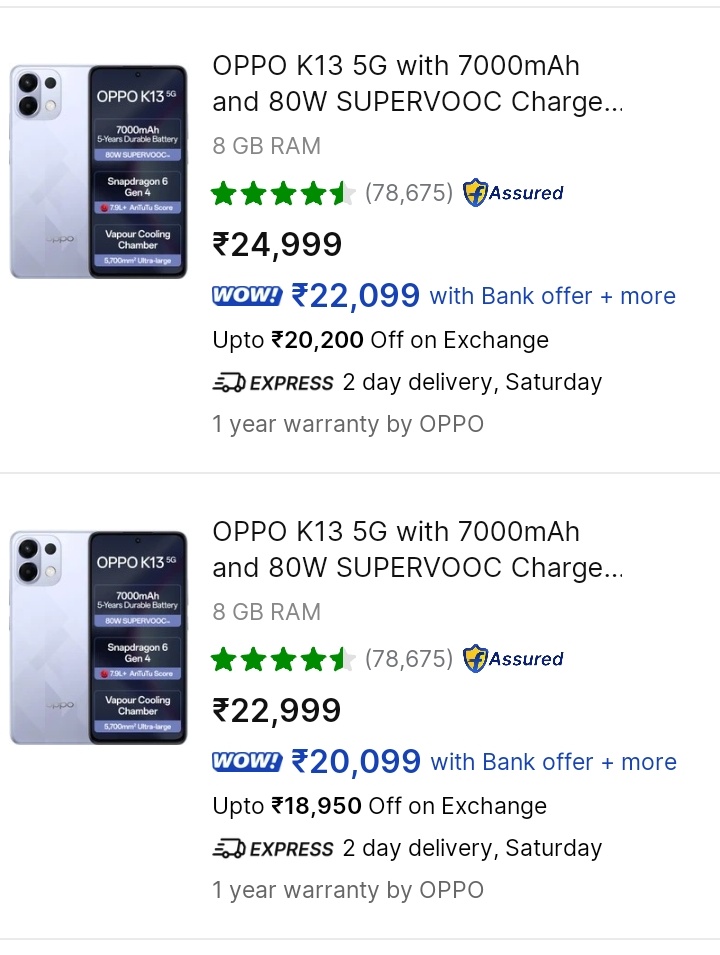 AmreliaRuhez's tweet photo. WHAT? OPPO K13 Jumped From Under 20k to Above 20k😥 https://t.co/gCfz8yEhjP