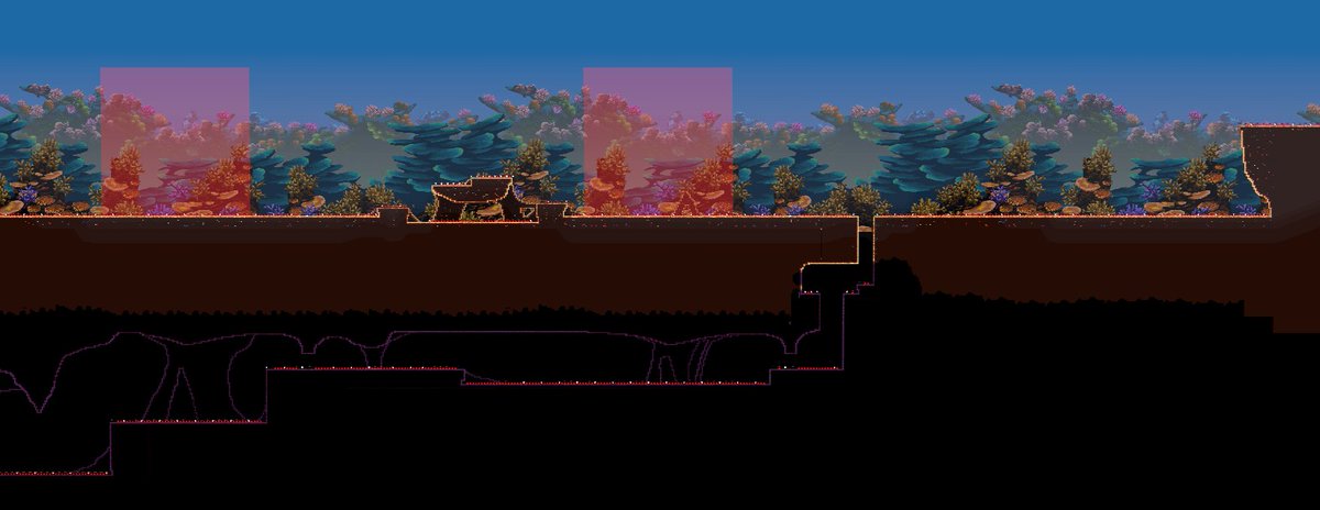 A small look behind the scenes of what I'm working on; the ocean planet Aquarius generates with an underground layer called "The Depths"

Aiming to have this planet playable for the next internal build

also release date reveal soon

#indiedev #gamedev #mecha #pixelart #ドット絵
