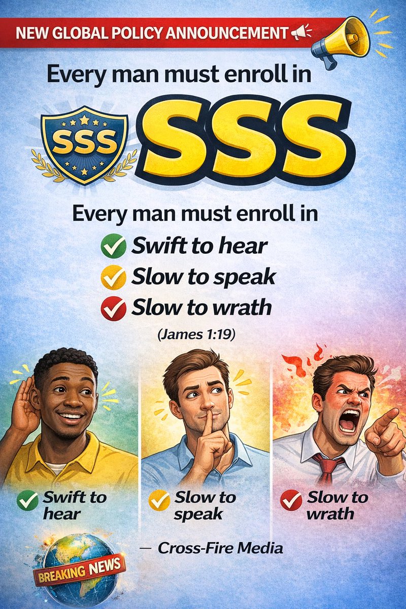 If every man joined SSS,
the world would heal faster.

Swift to hear.
Slow to speak.
Slow to wrath.
(James 1:19)

— Cross-Fire Media