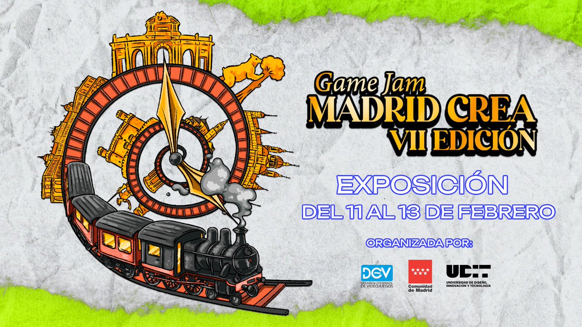 ¡Llega la exposición de la VII Edición de #GameJamMadridCrea!

📆 Del 11 al 13 de febrero.
📍 Sala Alcalá, 31.
🎮 Conoce a los 8 juegos seleccionados por el jurado.
🎟️ Entrada totalmente gratuita y evento abierto a todo el público.

¡Y atentos al acto de inauguración! 👇