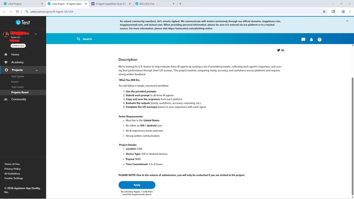 Testers needed for $180 one-time job. If you can work for 5 to 6 hours ...