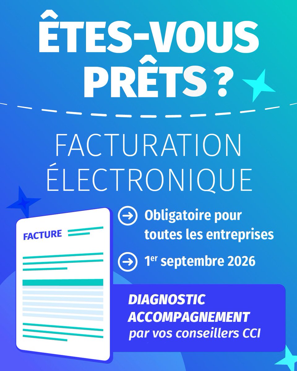 cci_paca's tweet image. [#facturationélectronique] 🧐
Pour faire de cette obligation une opportunité, les #TPE #PME peuvent se faire accompagner dès aujourd'hui par les conseillers du #réseauCCI 👇
L'essentiel de l'info &amp;amp; les contacts en région ici : paca.cci.fr/actualite/fact…