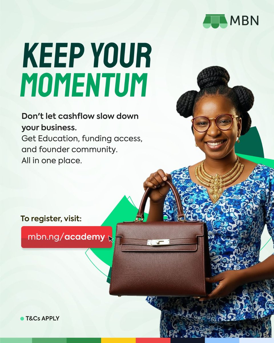 What happens when education and access meets tailored support? 

Hint: it’s Momentum and growth

Join the MBN Academy to build the skills needed to keep your business moving. Start here: mbn.ng/academy

#MadeByNigerians #MBN