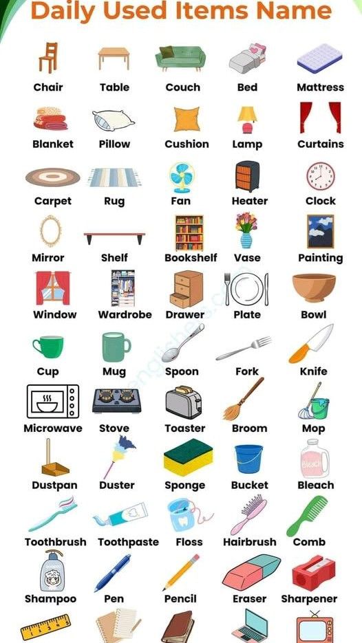 MasterEngEasy's tweet image. Everyday Objects Vocabulary – Easy List