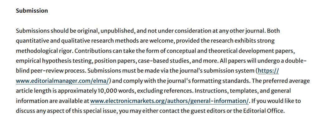 Electronic Markets - The International Journal on tweet media